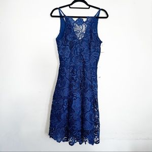 Dress the Population | Navy Blue Floral Lace Mini Dress Size Medium New w tags